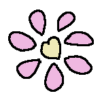 a heart with flower petals surrounding it